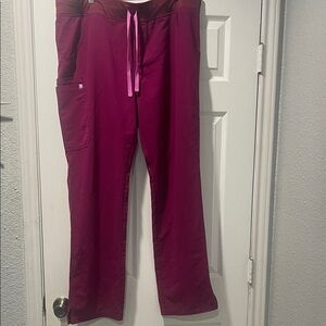 Figs Berry Scrub Pants with Drawstring